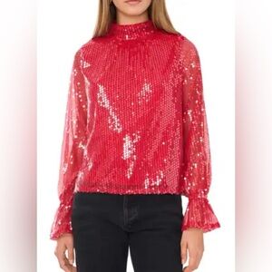 2/$30 1. State Long Flare Sleeve Sequin Mesh Top sz XS